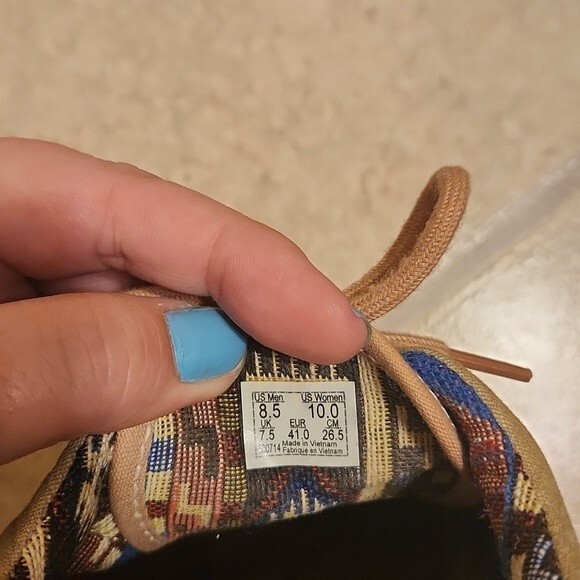 Vans Green Khaki Canvas & Leather Shoes w/ Printed Interior M 8.5 W 10 - Picture 6 of 8